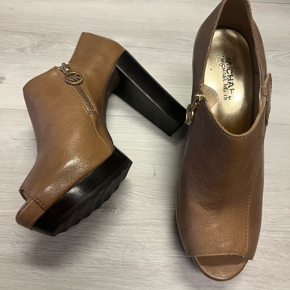 Michael Kors Brown Peep-Toe Heeled Boots